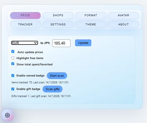 Price settings